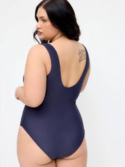 Square Neck Ruched Drawstring One-piece Swimsuit Curve & Plus