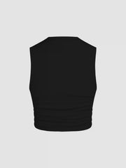 Punk Rabbit Graphic Round Neckline Ruched Crop Tank Top