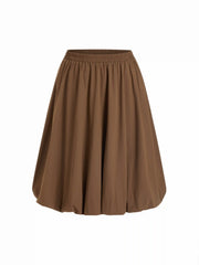 Ruched Bubble Hem Mid Rise Oversized Midi Skirt Curve & Plus