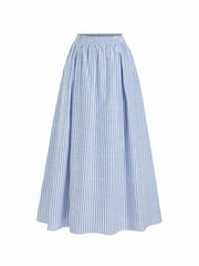 Cotton-blend V-Neck Short Sleeve Top & Mid Rise Flared Maxi Skirt Set