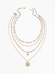 COIN & STAR & BEAD LAYERED NECKLACE