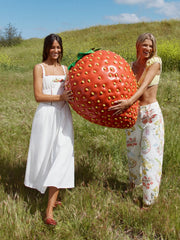 Cotton Mid Rise Fruit Cat Graphic Barrel-leg Trousers