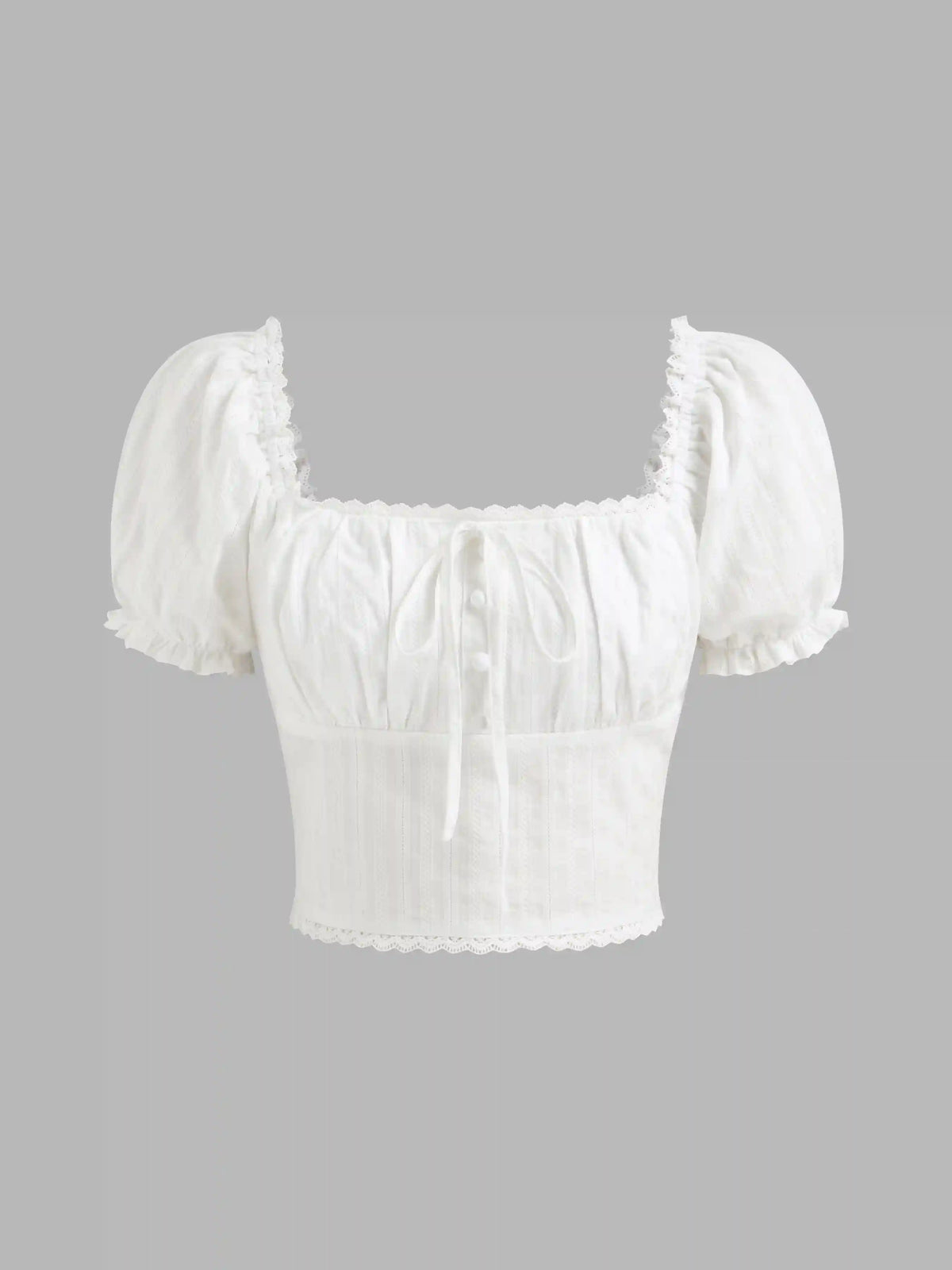 Cotton-blend Broderie Anglaise Puff Sleeve Crop Blouse