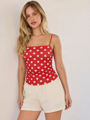 Polka Dot Ruched Cami Top