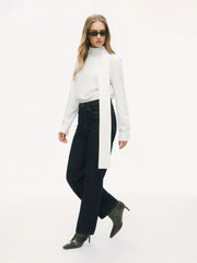 High Neck Long Sleeve Blouse Bodysuit With Scarf
