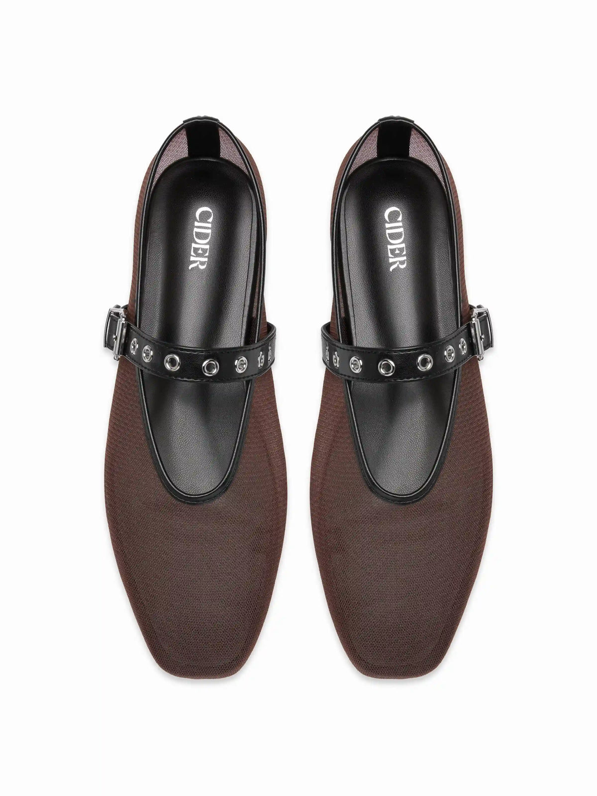 ADJUSTABLE STRAP MESH MARY JANE FLATS