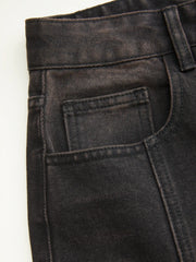 Denim Low Rise Zipper Barrel-leg Jeans
