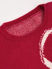 Knitted Bowknot Graphic Oversized Sweater