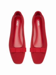 SQUARE TOE BOWKNOT DECOR FLATS