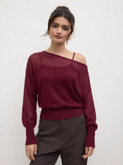 Oversized Off-shoulder Two-piece Knitted Top