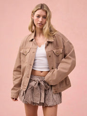 Mid Rise Plaid Bowknot Bubble Hem Mini Skort