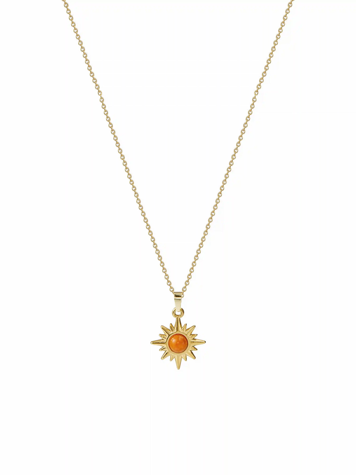 GEMSTONE DECOR SUN PENDANT NECKLACE