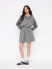 Asymmetrical Neckline Ruched A-Line Mini Dress