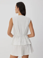 Cotton V-Neck Lace Trim Top & Mid Rise Shorts Loungewear Set
