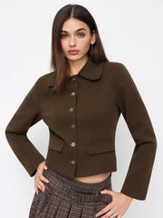 Collar Long Sleeve Metal Button Coat