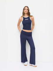 West Coast Cotton-blend Polka Dot Scoop Neckline Contrasting Binding Tank Top