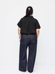 Collar Twist Oversized Shirt Bodysuit Curve & Plus