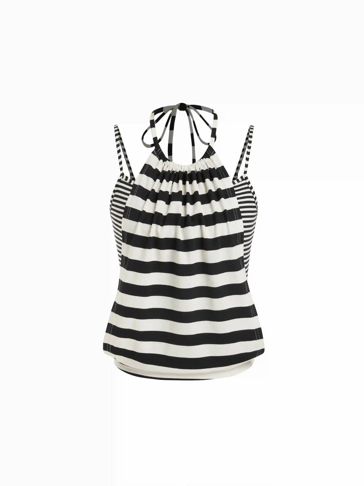 Cotton-blend Striped Halter Neck Cami Top