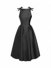Off-shoulder Bowknot Lace Up A-line Maxi Dress