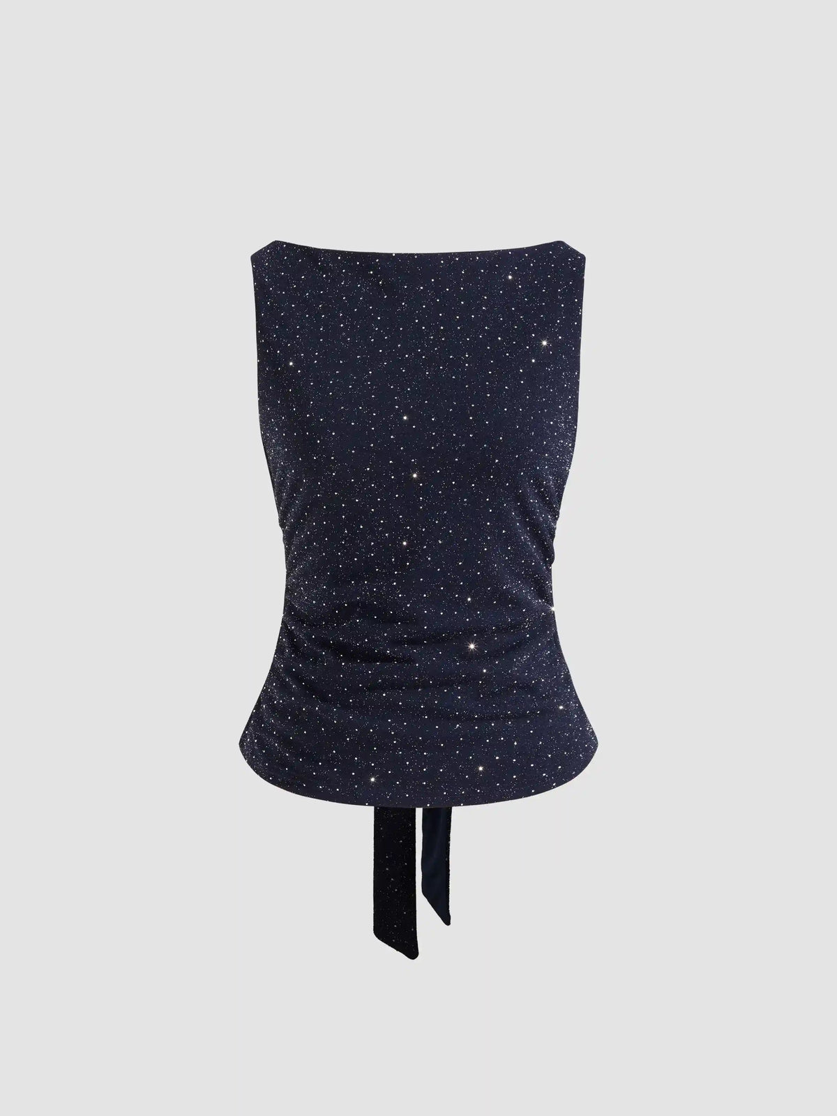 Boat Neck Rhinestone Knotted Tank Top