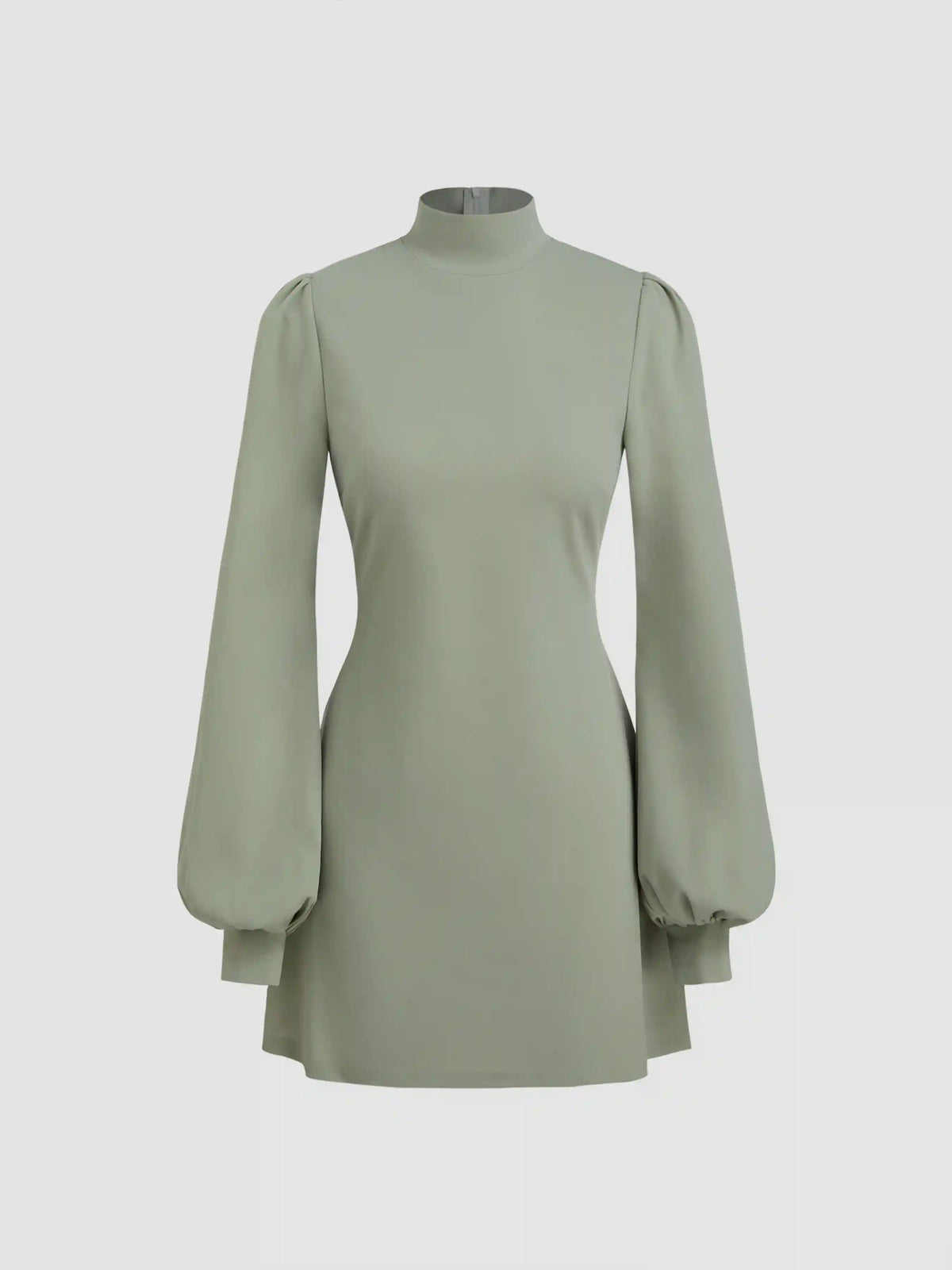 High Neck Ruffle Puff Sleeve Mini Dress
