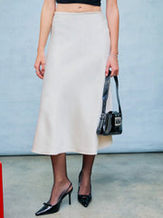Satin Solid Ruffle Maxi Skirt