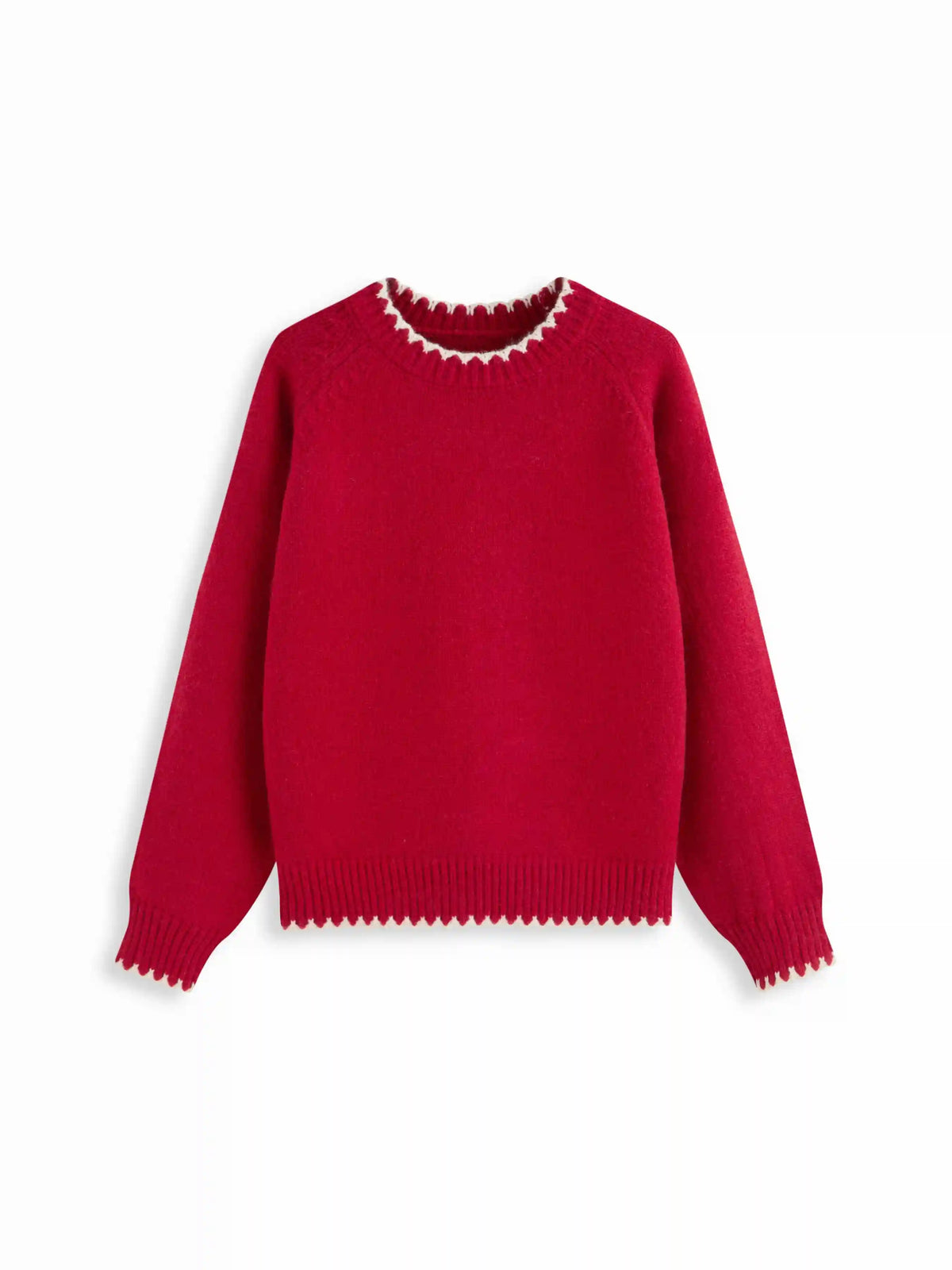 Knit Round Neck Contrasting Binding Oversized Long Sleeve Sweater