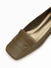 SQUARE TOE CHUNKY HEELS