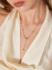 HEART & RHINESTONE Y-SHAPED NECKLACE