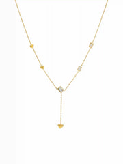 HEART & RHINESTONE Y-SHAPED NECKLACE