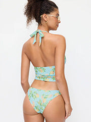 Halter Neckline Fruit Graphic Tankini Low Rise Cheeky Bikini Set