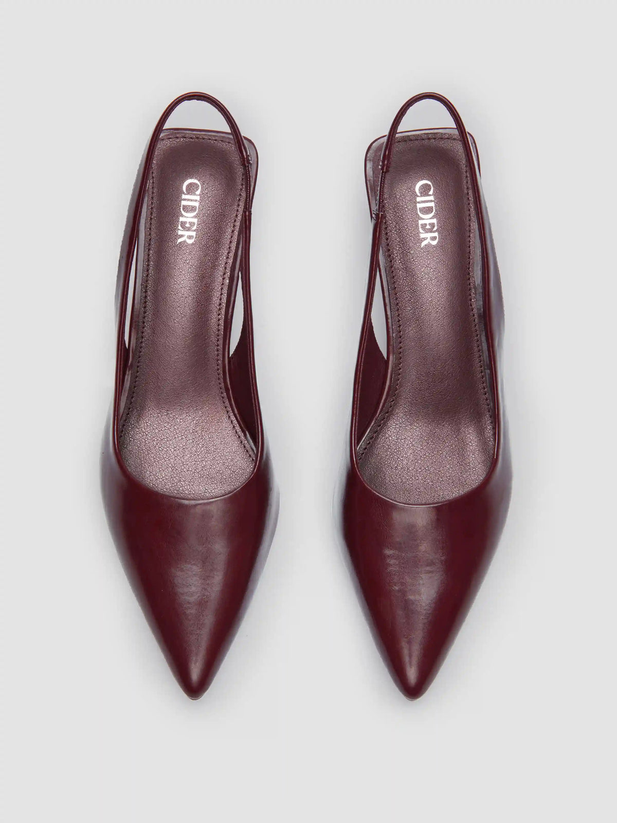 Metallic Pointed Toe Slingback Kitten Heels