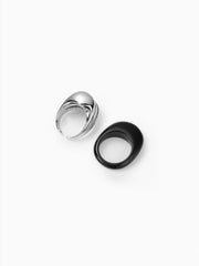 2PCS RESIN & PLEATED RING SET