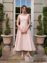 Satin Sculptural Backless Bowknot Criss Cross Lace Up Flared Midi Dress