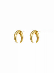 C-SHAPED RHINESTONE DECOR STAR STUD EARRINGS