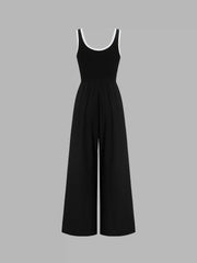 Contrasting Binding Pocket Wide Leg Jumpsuit