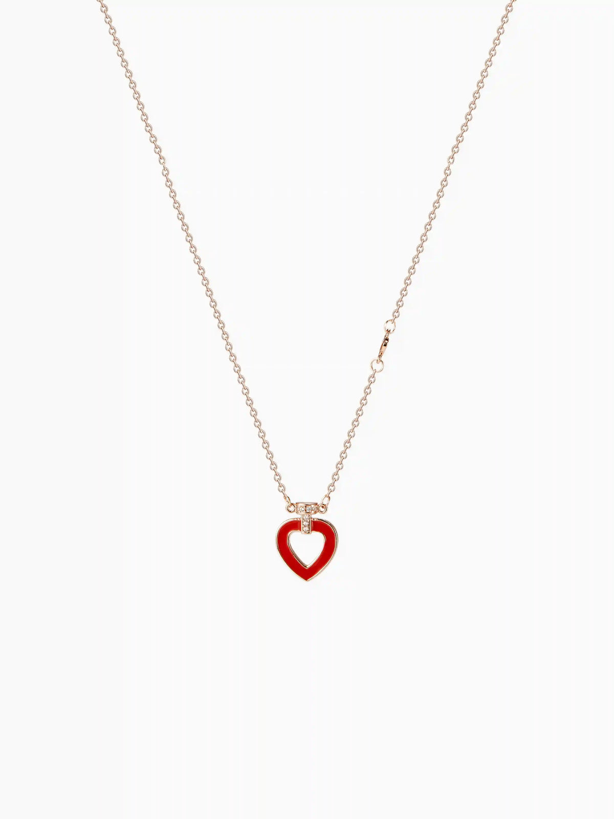 RHINESTONE DECOR HEART PENDANT NECKLACE