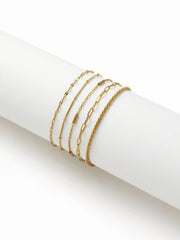 5 PCS 18K GOLD PLATED STAINLESS STEEL CHAIN BRACELET SET