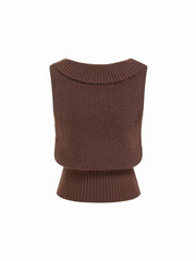 Knit Boat Neck Metal Detail Tank Top