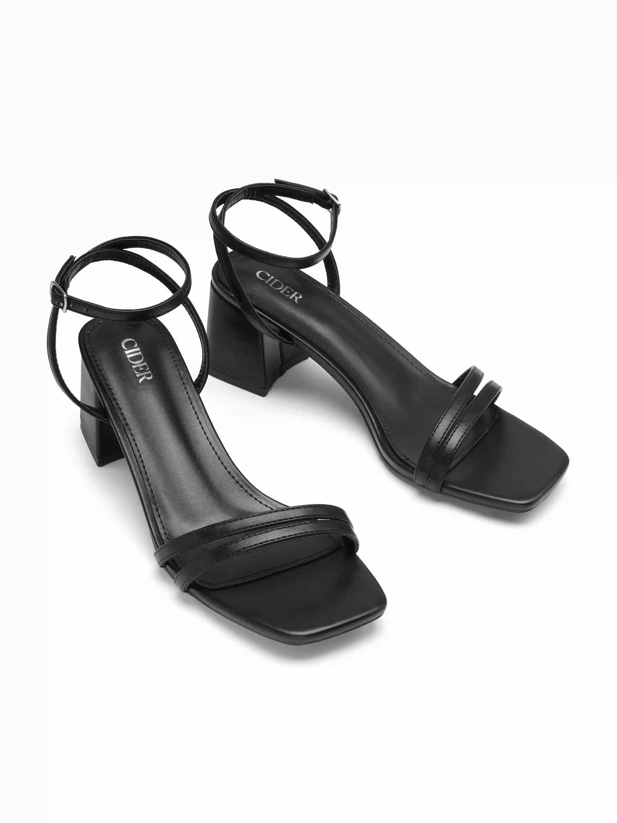 SQUARE TOE CHUNKY HEELED SANDALS