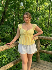 Cotton-blend Textured Mid Rise Broderie Anglaise Bubble Hem Micro Skort Curve & Plus