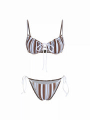 Sweetheart Stripes Triangle Bikinis Bikini Set