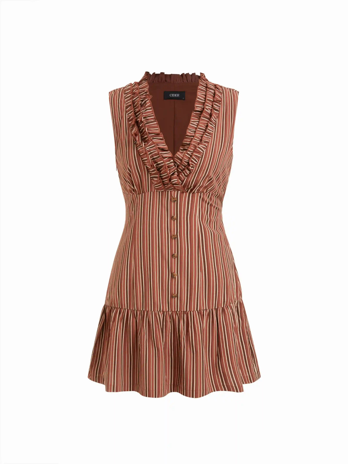 V-neck Striped Ruffled Tie Back Mini Dress