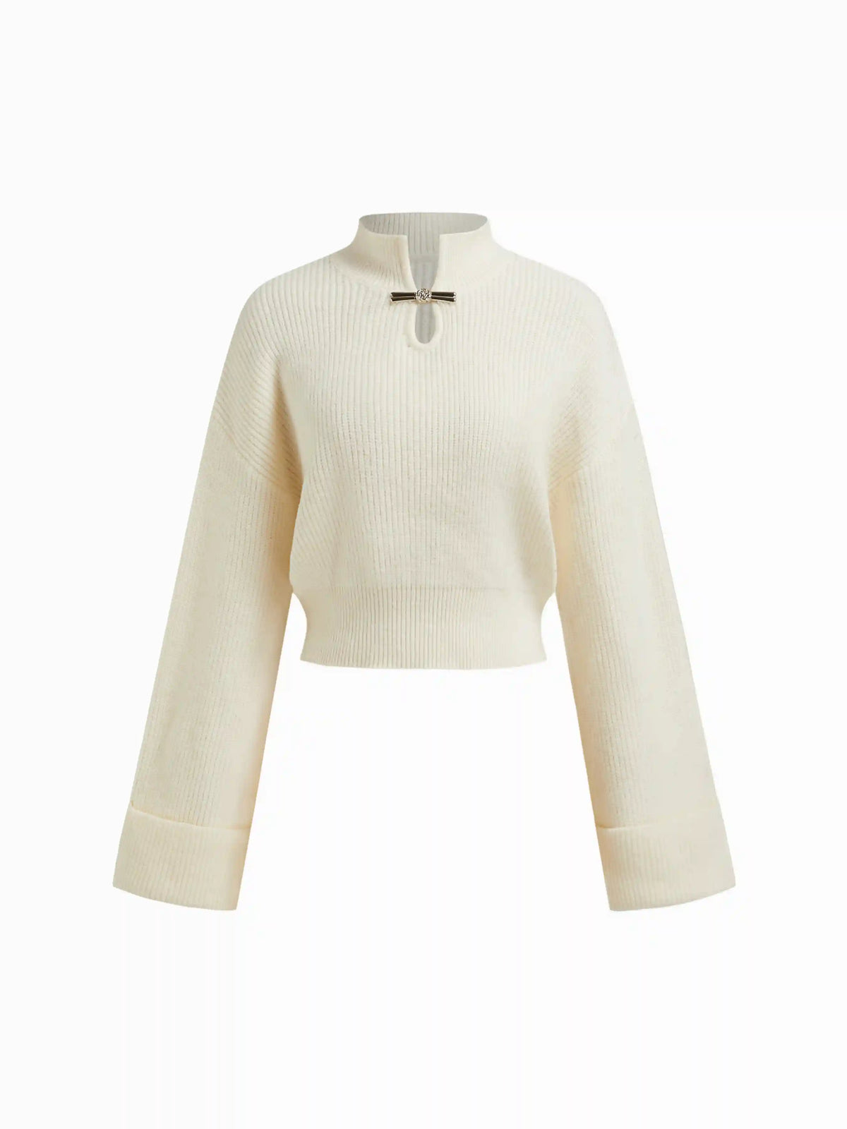 Knit Metal Detail Long Sleeve Oversized Top