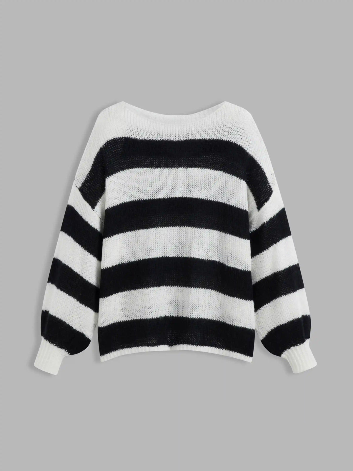 Knit Boat Neck Striped Long Sleeve Sweater