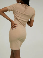 Solid Cut Out Halter Mini Dress