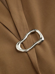 Wool-blend Notched Collar Metal Detail Blazer