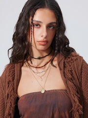 COIN & STAR & BEAD LAYERED NECKLACE