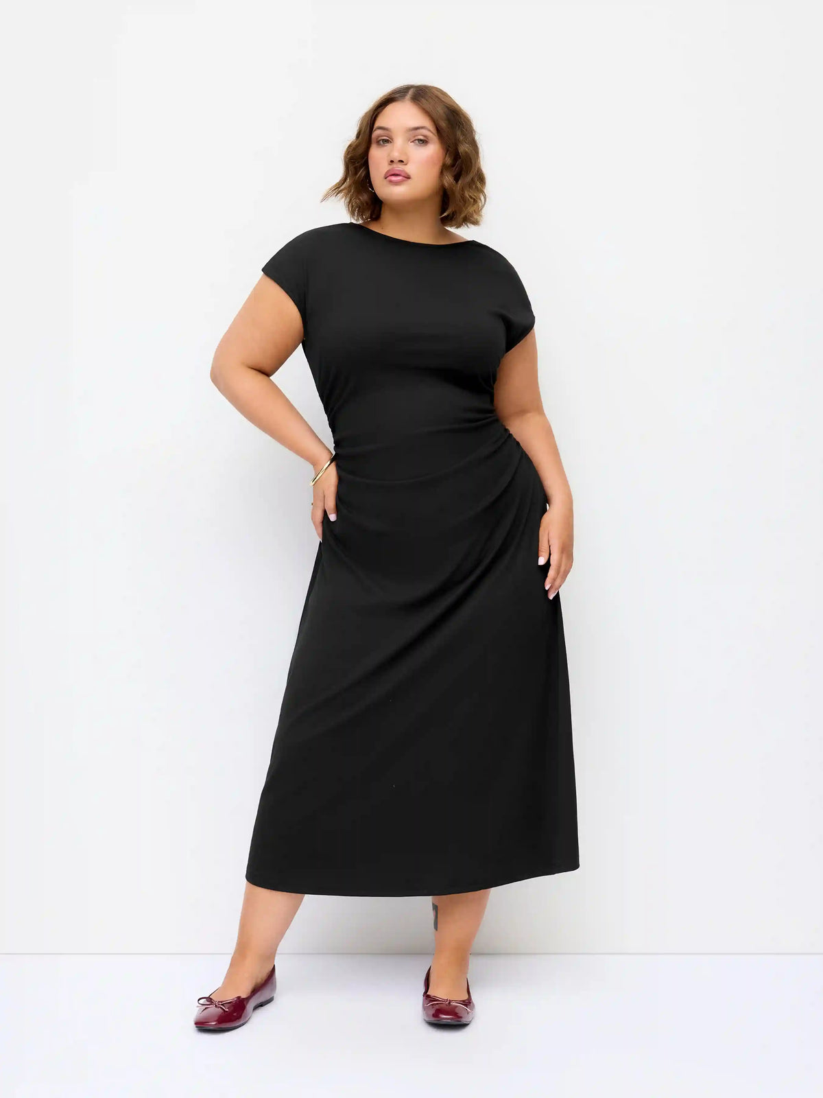 Twist Knotted Mid Rise Backless Straight Midi Dress Curve & Plus