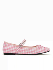 BOWKNOT GINGHAM MARY JANE FLATS